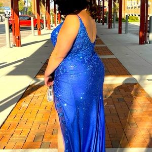 Royal Blue Size 18 PromRhinestoned slit dress